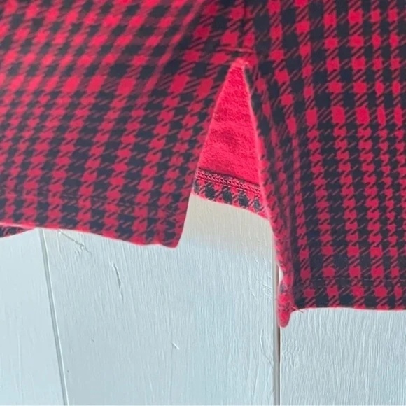 J. Jill | Simply Supima Red Black Houndstooth Plaid Cotton Tunic Top, Large - Picture 4 of 6